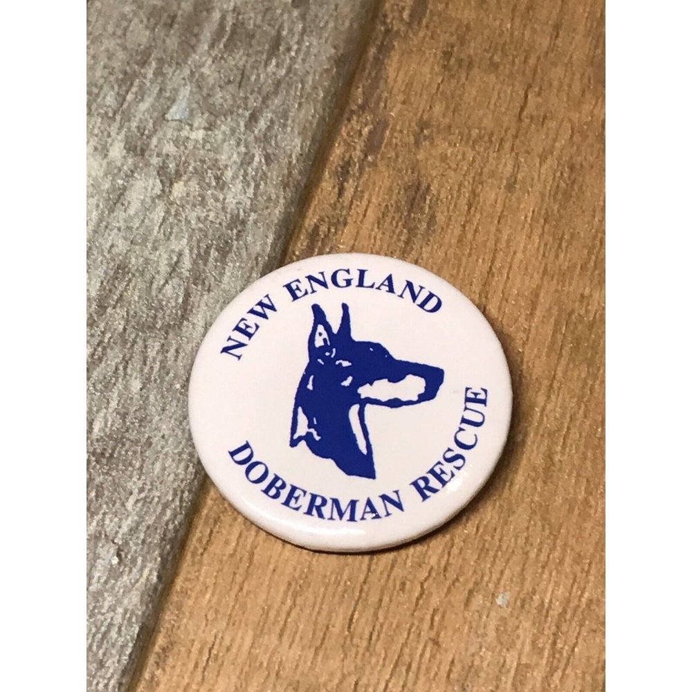 Vintage New England Doberman Rescue Dog pin back button